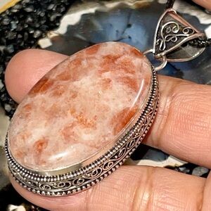 “Leadership Stone” Peach Sunstone Pendant 2 1/4”